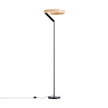 63" Black & Wood LED Floor Lamp, 500 Lumens